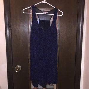 Black and blue floral print romper